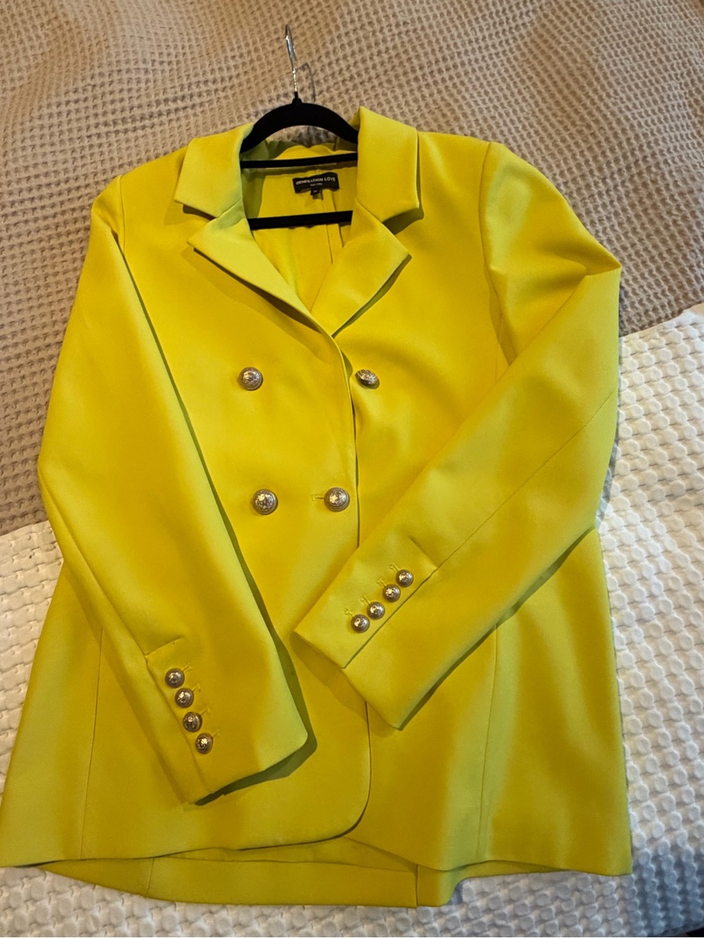 Generation Love Double-Breasted Yellow Blazer with Gold Buttons